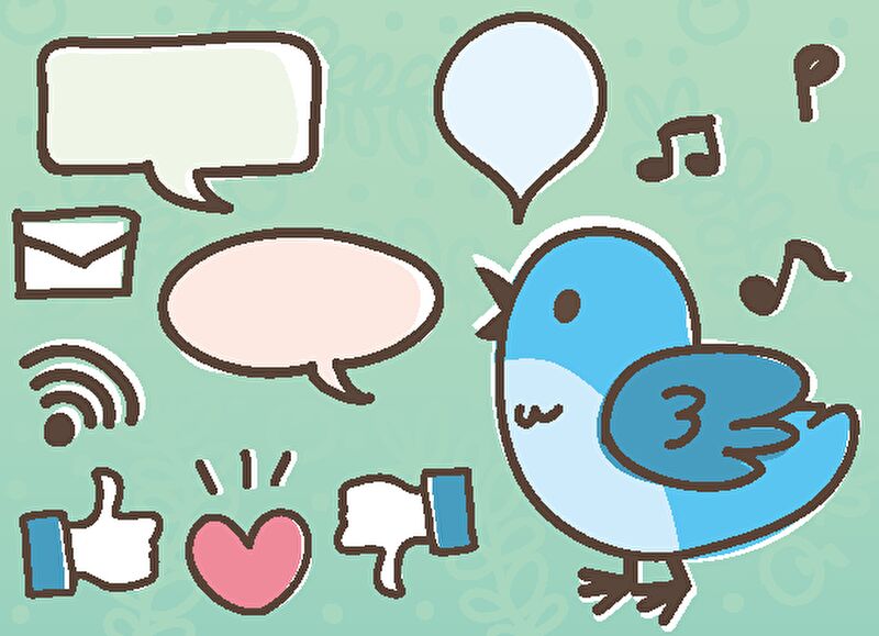 Twitterのイラストがたくさん描かれている画像